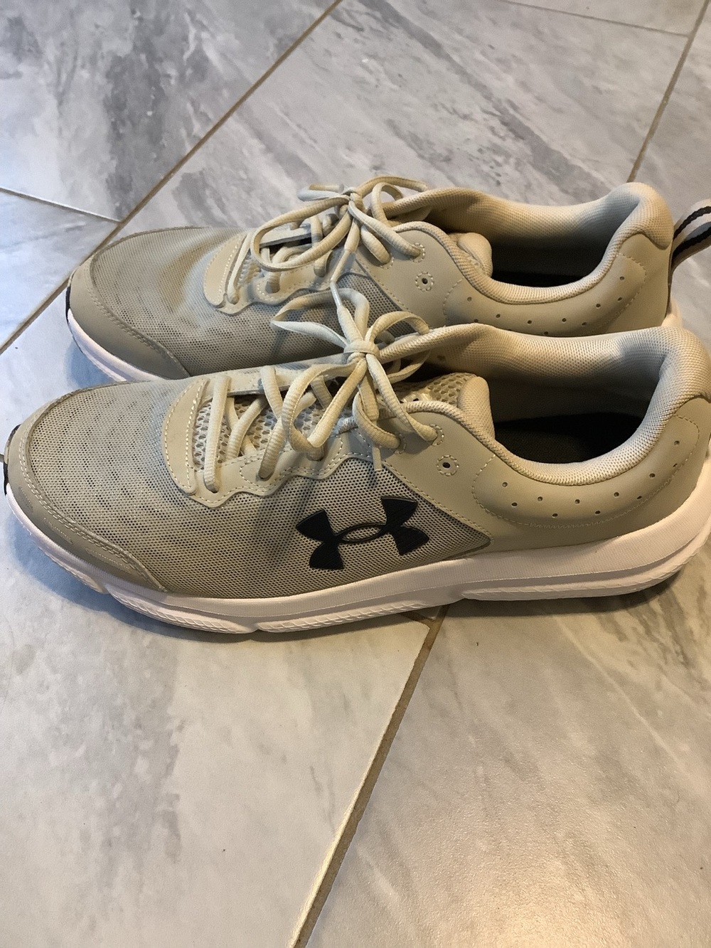 Under Armour Light Beige Mesh Running Sneakers with Black Logo